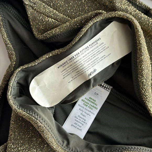 Aerie Swim Suit never wore top and bottom are size small, army green metallic - Picture 7 of 8